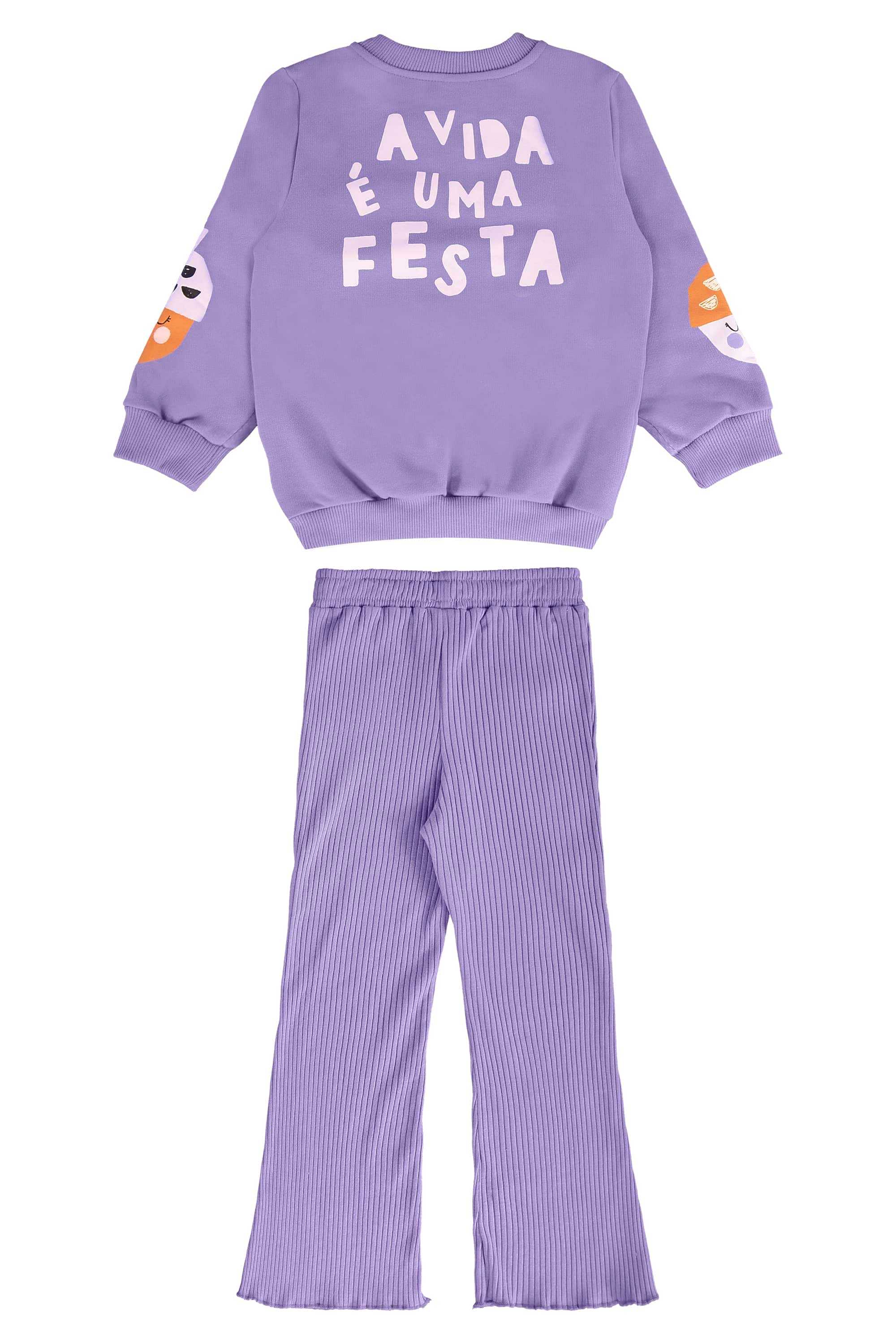 Conjunto Infantil Jardim Secreto com Blusão e Calça (Roxo) Três e Já - Imagem 6